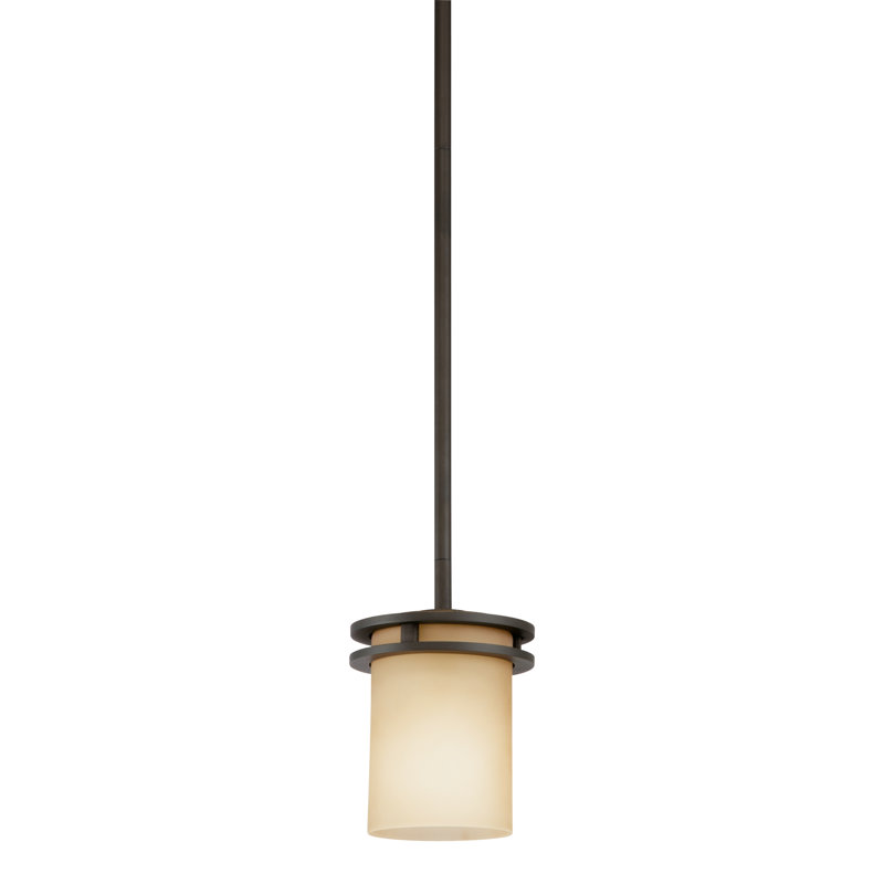 Luminaire suspendu cylindrique simple à 1 lumière Chesire, Bronze vieilli