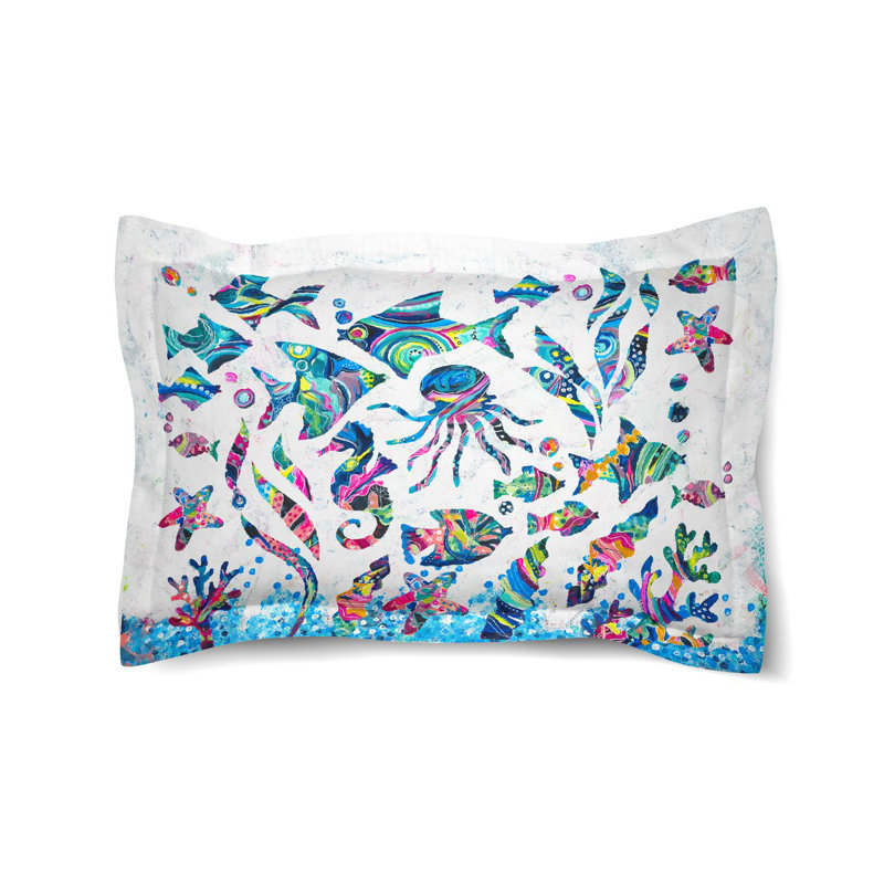 Colorful Coastal Microfiber / Microsuede Pillow Sham, Standard/Twin