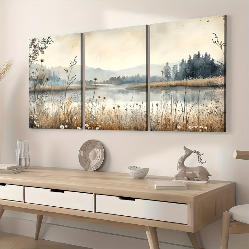 Plume et lumière dorées, impression sur toile 3 pièces pour décoration de salon, 30 * 20 pouces 3 pièces