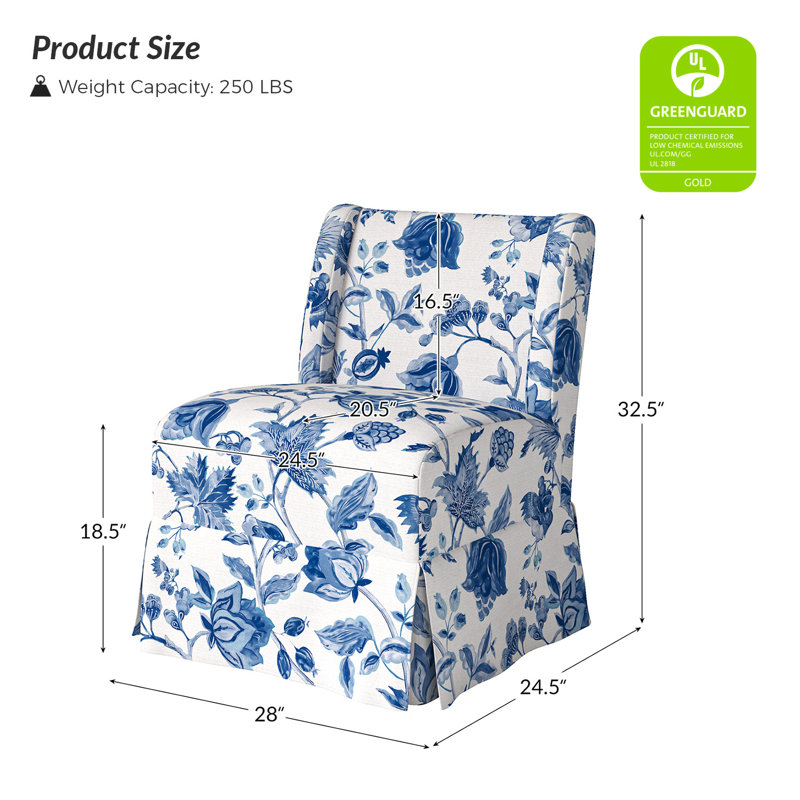 Averykate 28'' Wide Slipcovered Parsons Chair, Blue/White