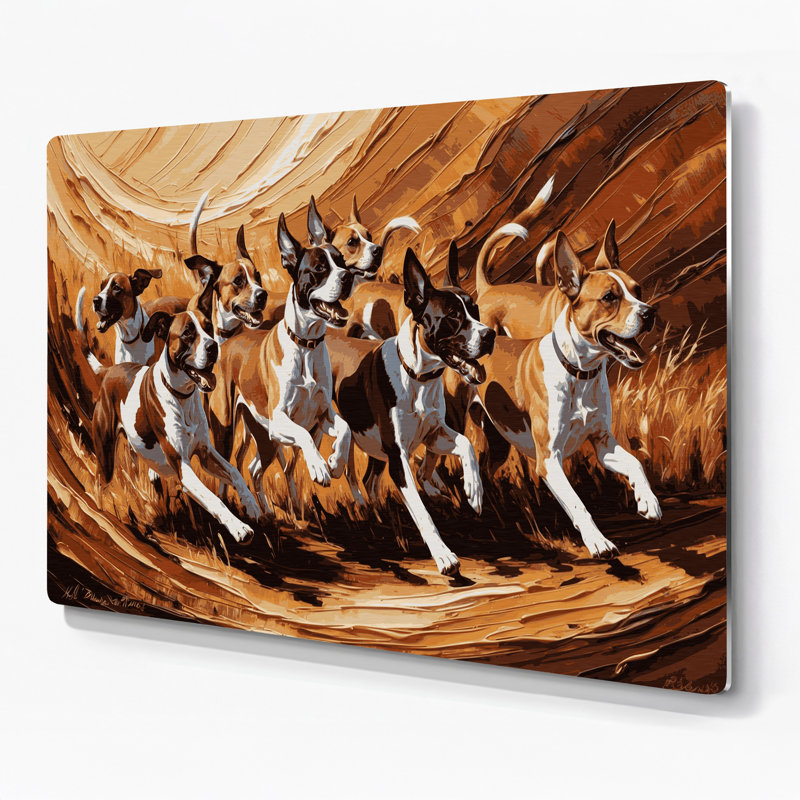 Chiens Basenji, art mural en métal brun, H 11 po x l 14 po