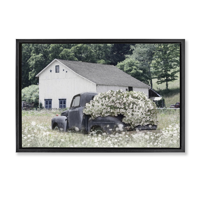 Lit plein de fleurs, structure par Lori Deiter, H 21 po x l 31 po, Cadre flottant noir de jais