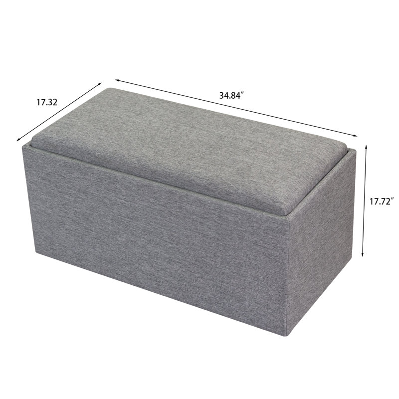 35-Inch Upholstered Storage Ottoman Bench With Reversible Tray