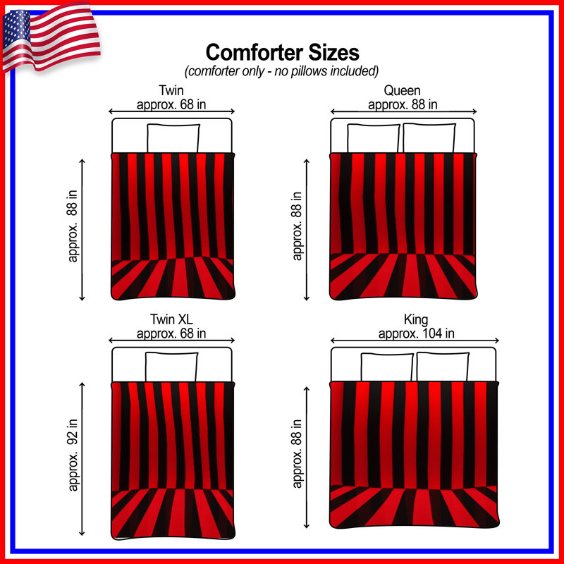 Red Black Stripes Comforter, Twin