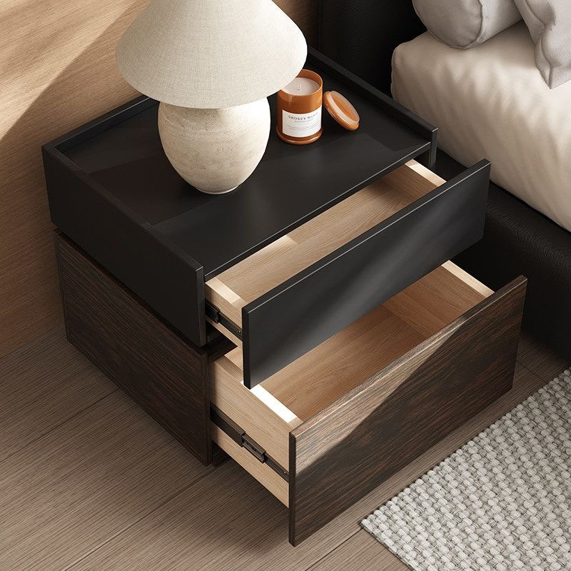 Table de chevet en bois massif de 19,68 po de largeur, deux tables de chevet rétro en noyer noir.