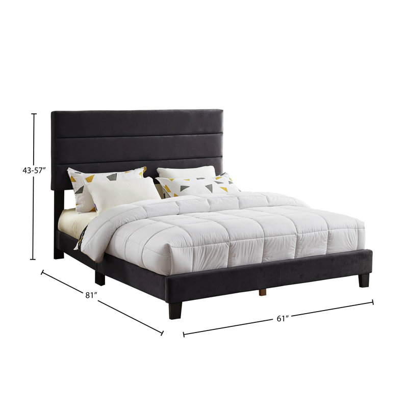 Lit capitonné standard à profil bas capitonné, Gris anthracite, Grand