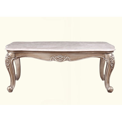Marble Top & Champagne Finish Coffee Table