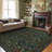 Oriental Vintage Machine Washable Non-Slip Dark Green Indoor Area Rug-1750394151-1750394149