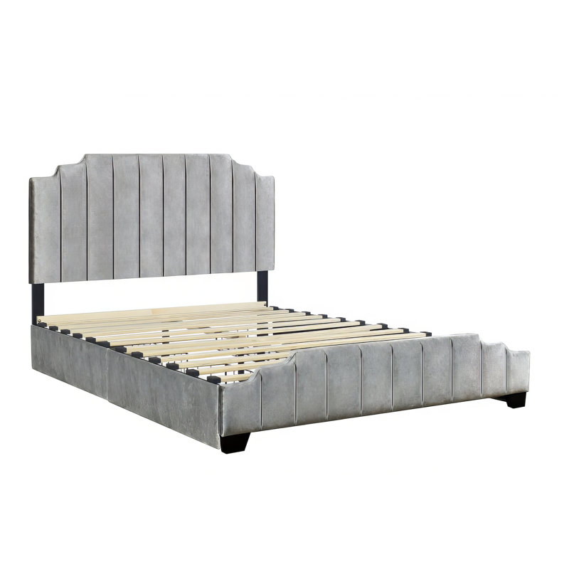 Lit de rangement tapissier standard Kaiyas, gris, Double