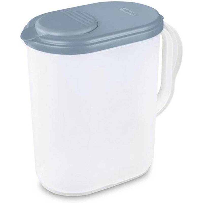 Paquet de 12 pichets à couvercle en plastique de 1 gallon avec base transparente et poignée lavée