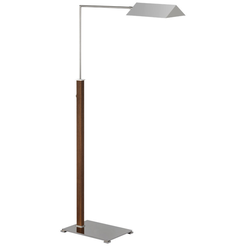 Copse Task Floor Lamp, Polished Nickel/Walnut, Silver