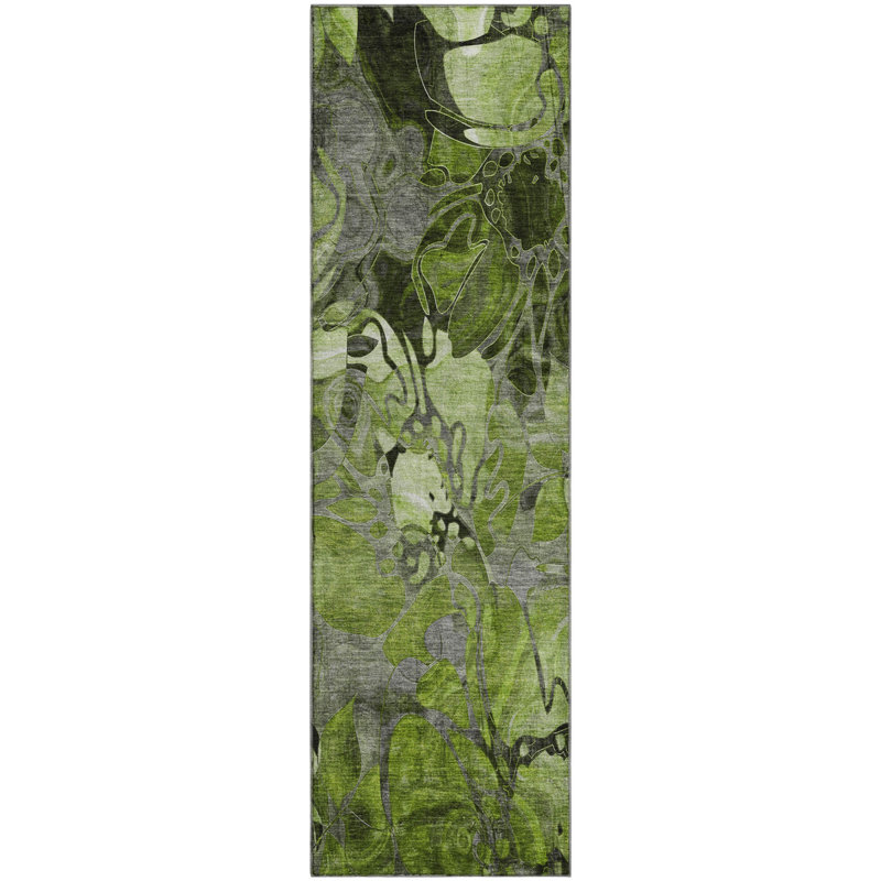 Premium Machine Washable Cerrito AMF558 Fern Rug, Runner 2'3" x 7'6"