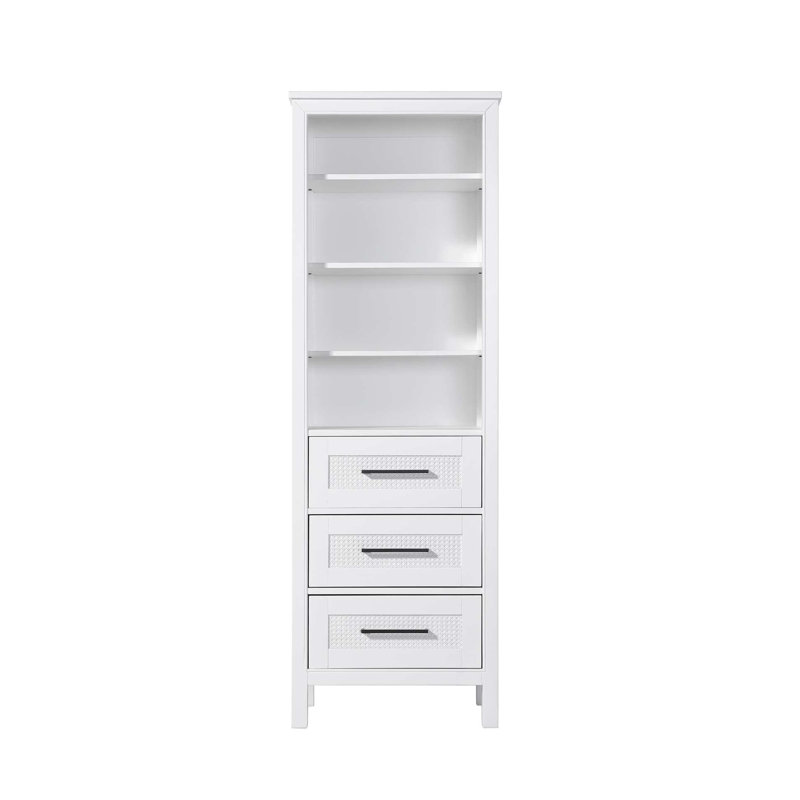 Armoire de rangement ouverte 24 pouces pour salle de bain blanche, H 72 po x l 24 po x P 72 po, Blanc