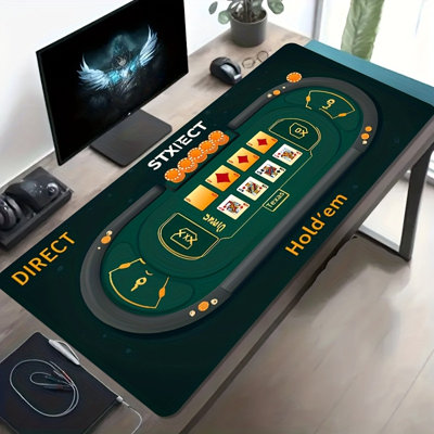 Tapis de souris de jeu de grande taille 1pc avec un motif de scène de poker Texas Hold'em, avec une base en caoutchouc antidérapante et lavable. Ce tapis de bureau surdimensionné est un accessoire de bureau, ordinateur 11,81 po x 27,56 po