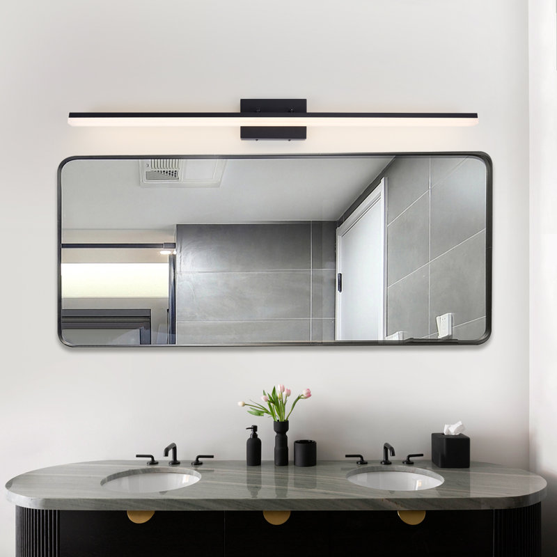 Alfonza 1-Light Dimmable LED Bath Bar, Matte Black, Warm White 3000K, 47.24" W
