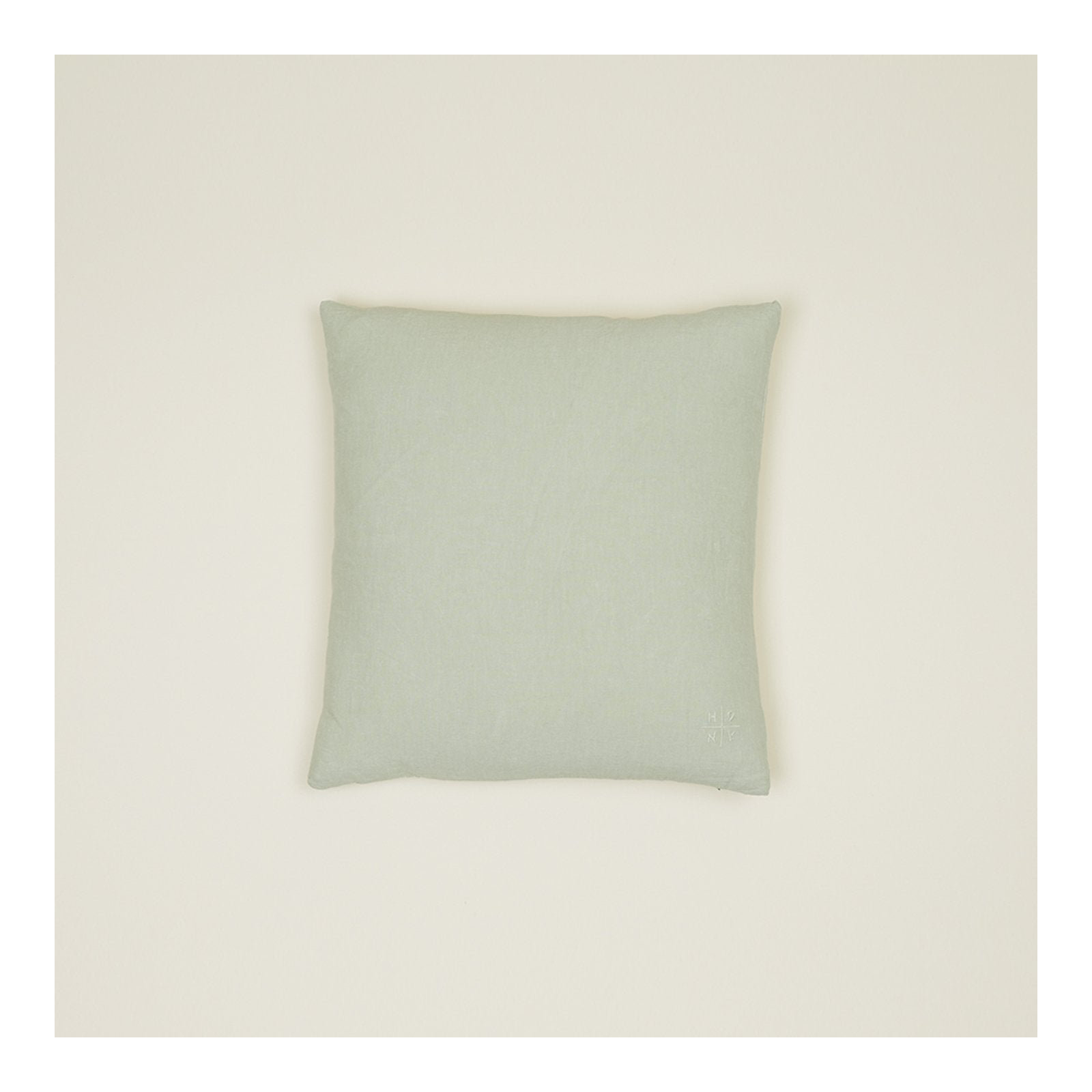 Simple Embroidered Linen Throw Pillow, Sage, Square 22"