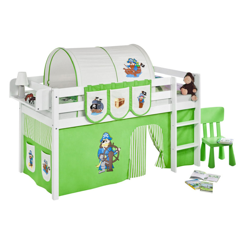 Pirat Single (3') Loft Bed, Green/Beige