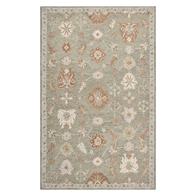 Lewis Classic Floral Hand-Hooked Khaki Area Rug, 2' X 3'