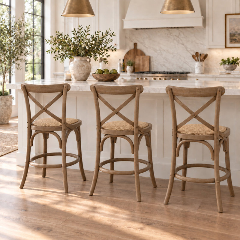 Parisienne Cafe Stool, Limed Gray Oak, Counter Stool (26” Seat Height)