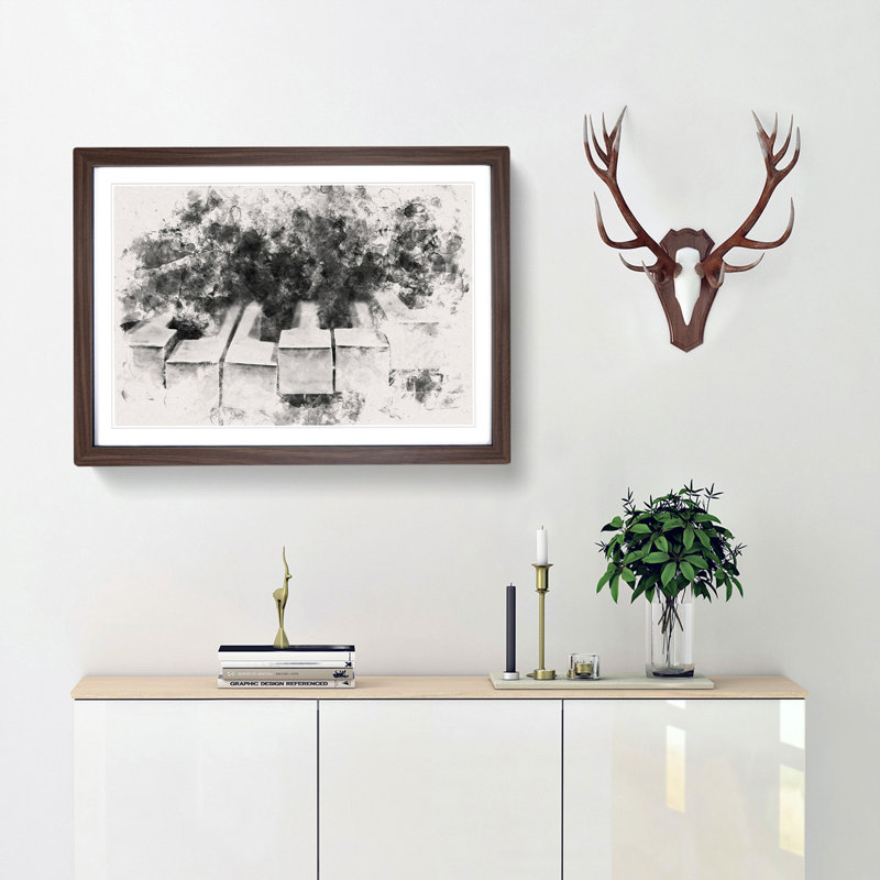Broken Piano Keys Abstract - Picture Frame Graphic Art Print, Walnut Framed, 40cm H x 60cm W x 2cm D