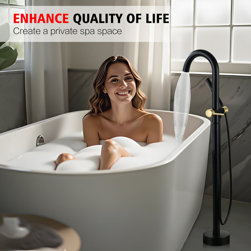 Robinet de baignoire autoportant Sumerain, Noir mat / or brossé