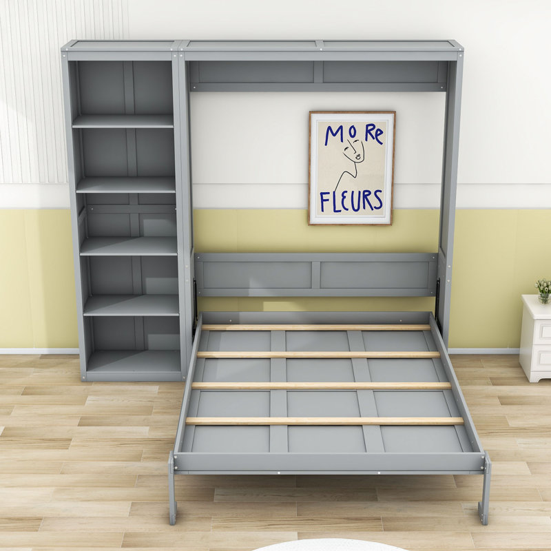 Mcfeeters Murphy Storage Bed with Shelves, Full/Double, Gray