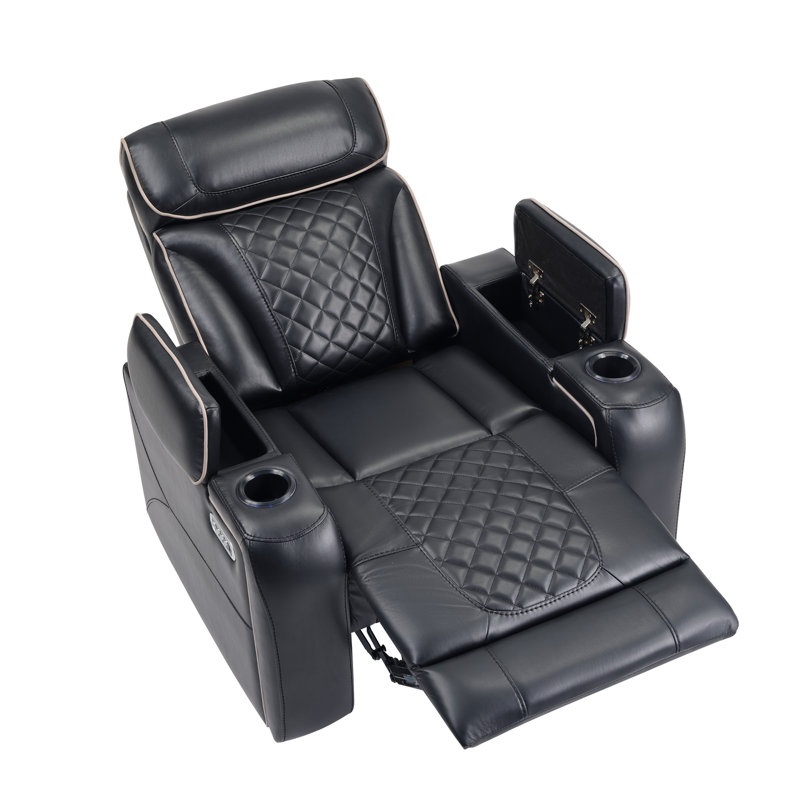 Fauteuil inclinable électrique 37 po avec porte-gobelet et lumière DEL Horus, Noir