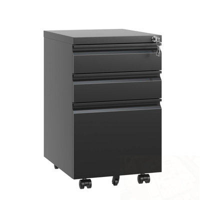 3 Drawer Mobile File Cabinet With Lock