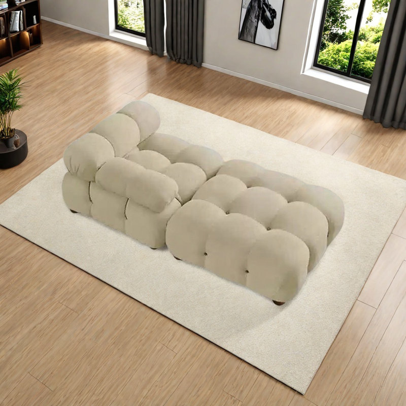 Chaise modulaire et multifonctionnelle confortable, Crème, crème, Orienté à droite