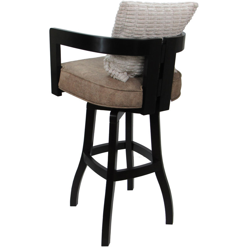 Megill Marble Vinyl - Cream Pillow, Bar Stool (30" Seat Height), Sand, Black