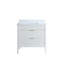 Ensemble de meuble-lavabo autoportant blanc 36 po avec 2 ensembles de poignées et plateau en marbre d'ingénierie entièrement assemblé