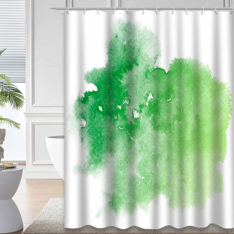 Rideau de douche vert avec 12 crochets, L 72 po x l 84 po