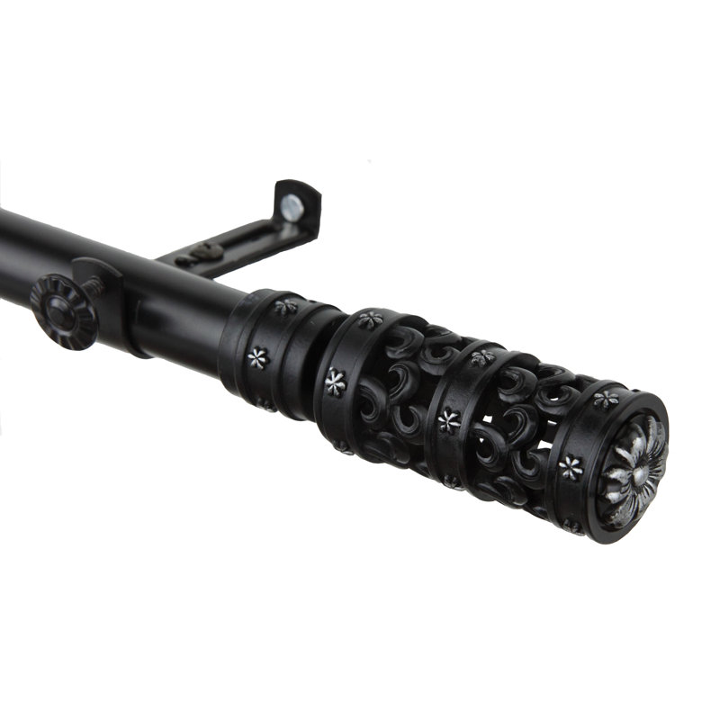 Tringle à rideaux simple Prattsville, Noir, 48 po à 84 po