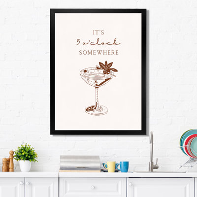 It's 5 O'clock Somewhere - Cocktails Wall Art Print