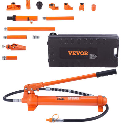 12 Ton Porta Power Kit, Hydraulic Ram with Pump with 4.6 ft 1.4 m Oil Hose, Portable Hydraulic Jack with Storage Case for Automotive, Garage, Farm, Mechanic (26455 LBS)