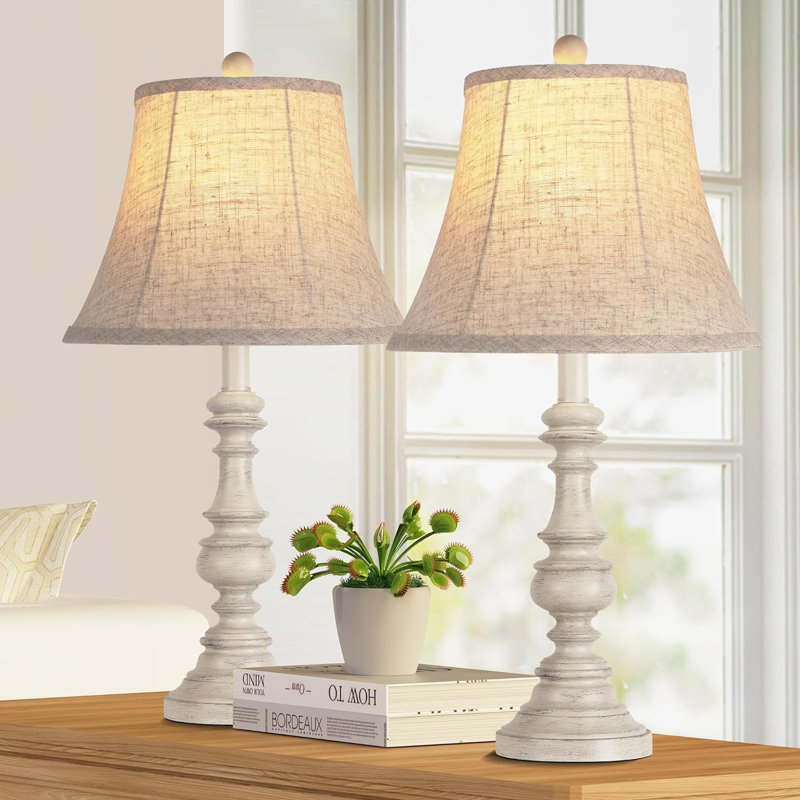 Traditional Table Lamp Set with LED Bulbs and Rotary Switch