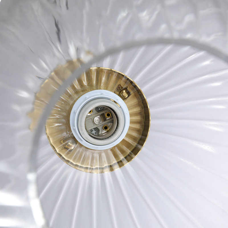 Luminaire suspendu moderne réglable 1 lumière avec abat-jour en verre texturé pour îlot de cuisine, Or brossé