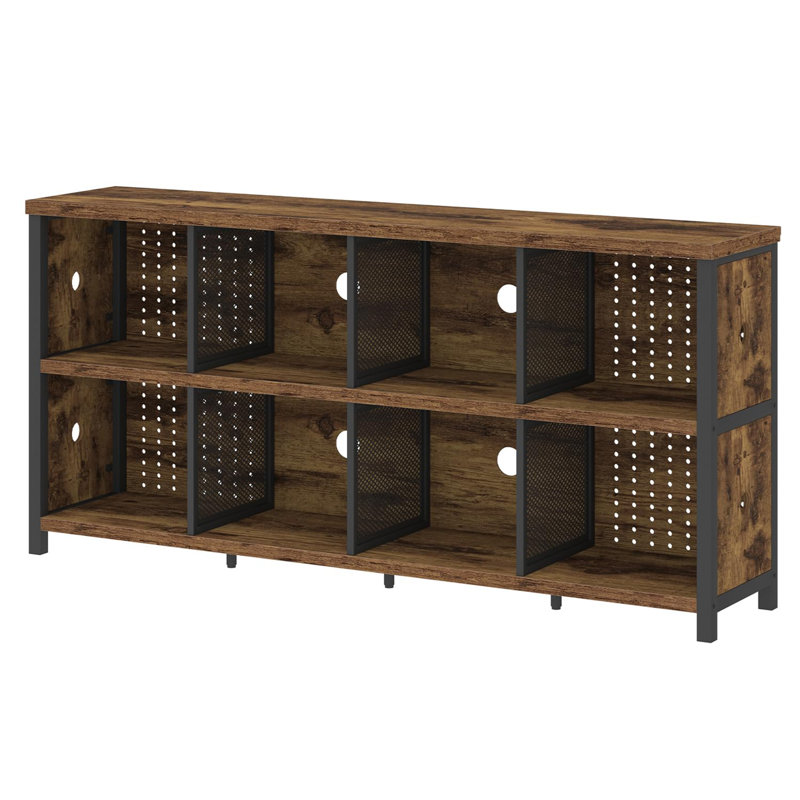 76cm H x 160cm W Metal Cube Bookcase, Rustic Brown