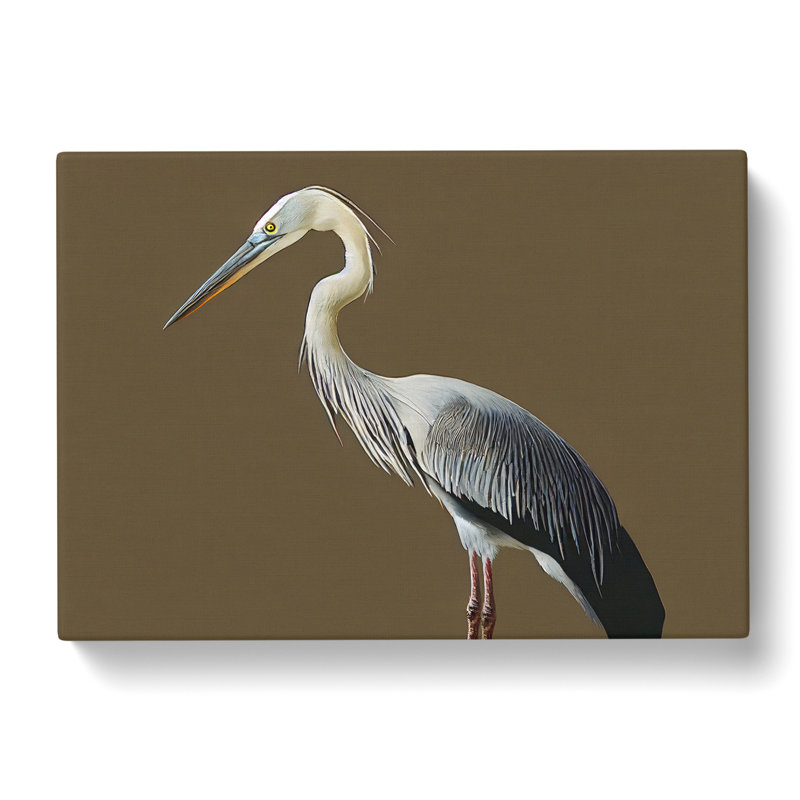 XXX-H1022-WF-438X A Head Turning Heron Bird - Wrapped Canvas Painting