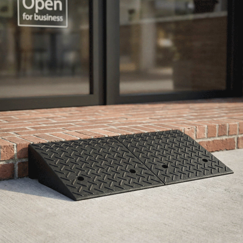 Rampe de bordure en caoutchouc, rampe d'allée de seuil robuste de 6,3 po pour garage, H 6,3 po x l 38,6 po x P 19,6 po