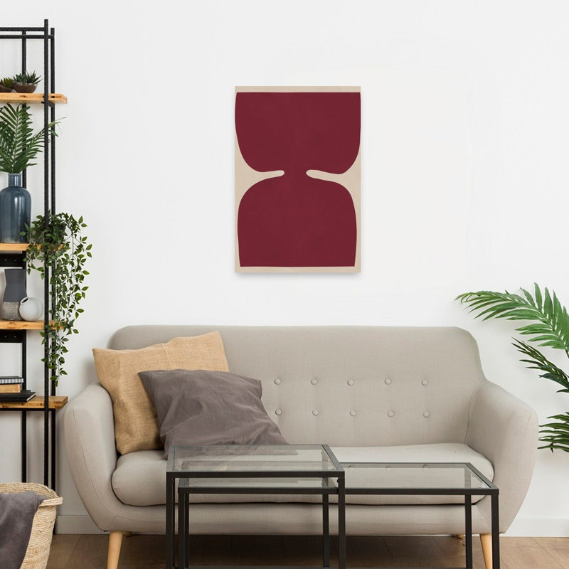 Modern Maroon Form Abstract Bold Contemporary Wall Art Print, 24" H x 16" W