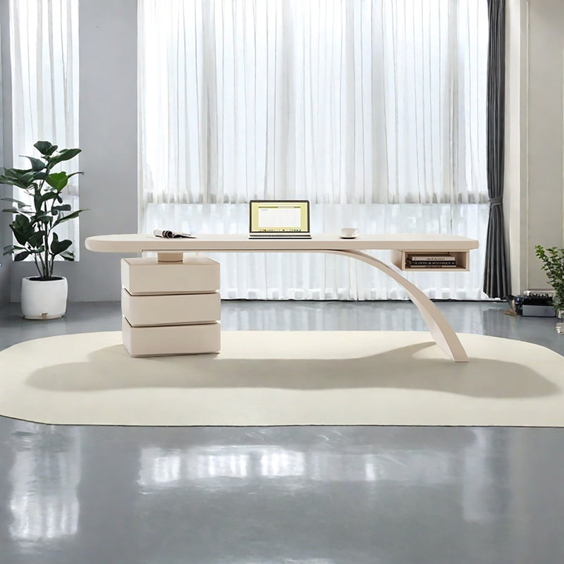Bureau d'écriture rectangulaire beige moderne, H 29,53 po x l 62,99 po x P 27,56 po