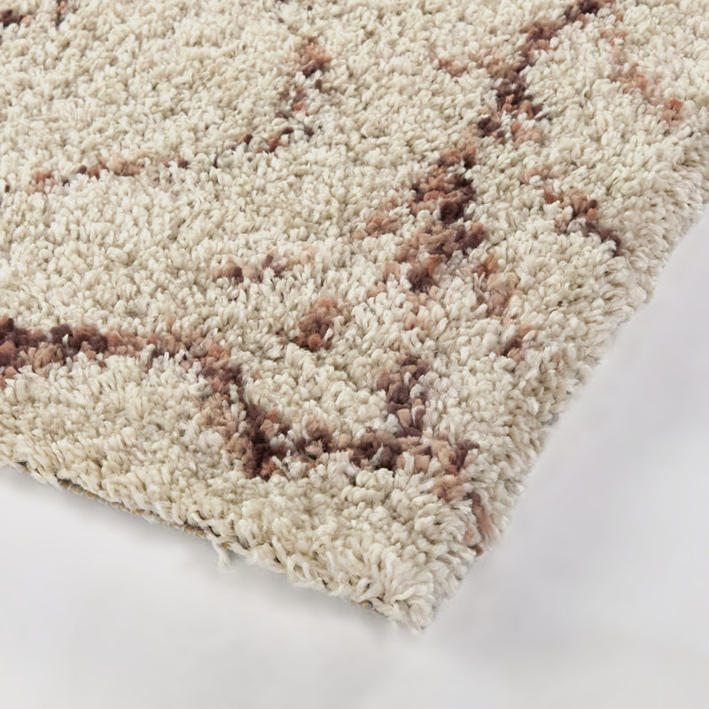 Caureen Cream Moroccan Diamond Area Rug, Rectangle 5'3" x 6'12"