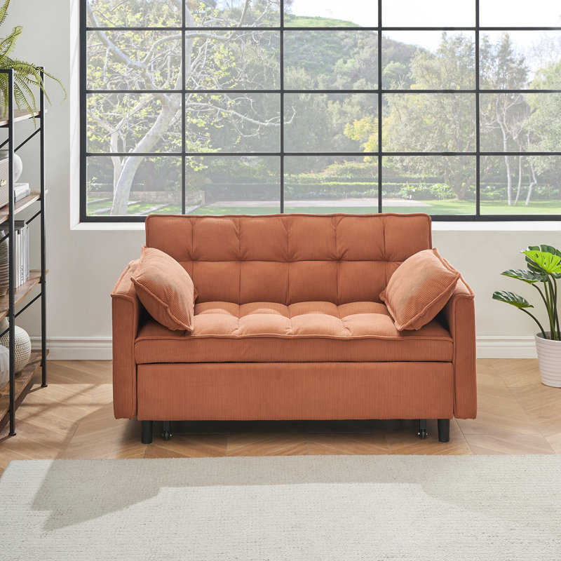Canapé-lit pliant, dossier réglable, canapé d'accès, fauteuil inclinable, lit simple, orange, Orange