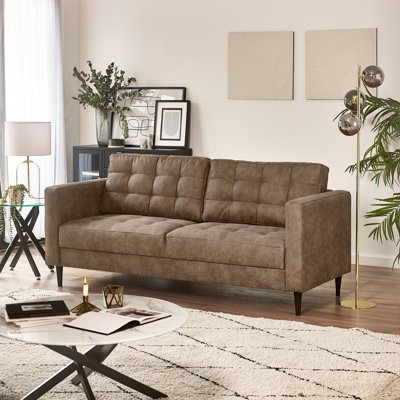 Jodi Faux Leather Sofa - Upholstered Modern Retro Fabric Stylish & Contemporary