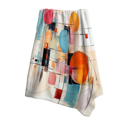 Colorful Mid Century Abstract Fusion III - Abstract Midcentury Throw Blanket
