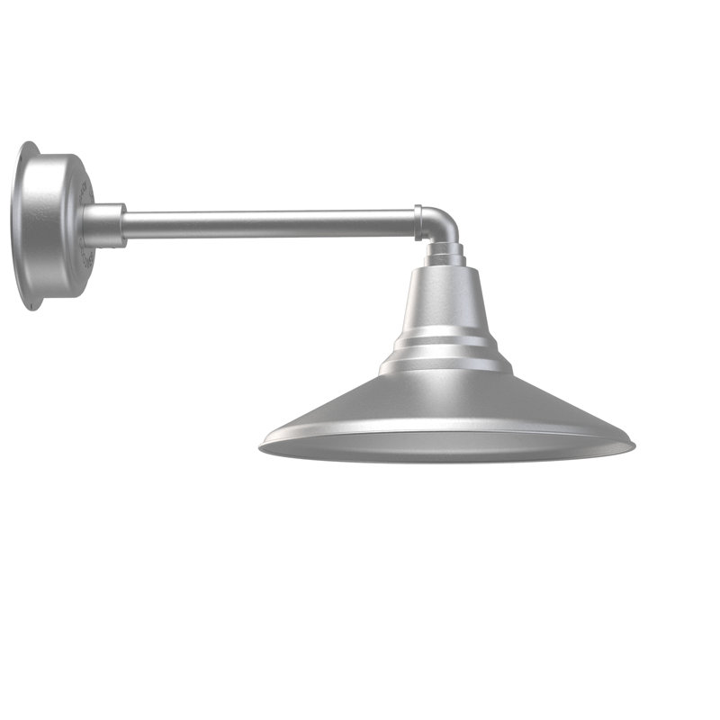 Luminaire de grange d’extérieur, Argent galvanisé, H 9,62 po x l 14 po x P 23,5 po