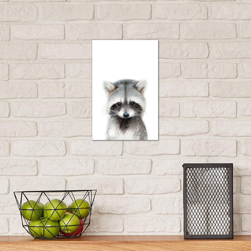Baby Raccoon - Wrapped Canvas Painting, 20.32 cm H x 30.48 cm W