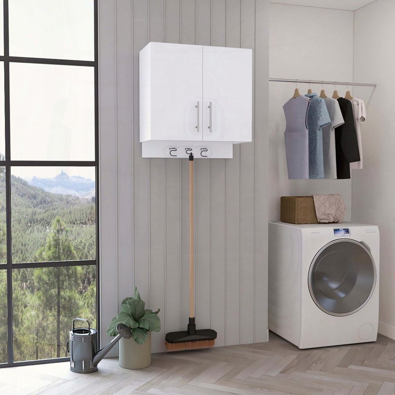 Armoire de rangement murale avec porte-balais