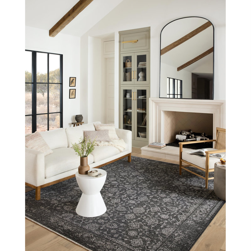 Vance Charcoal & Dove 18" x 18" Traditional Synthetic Area Rug